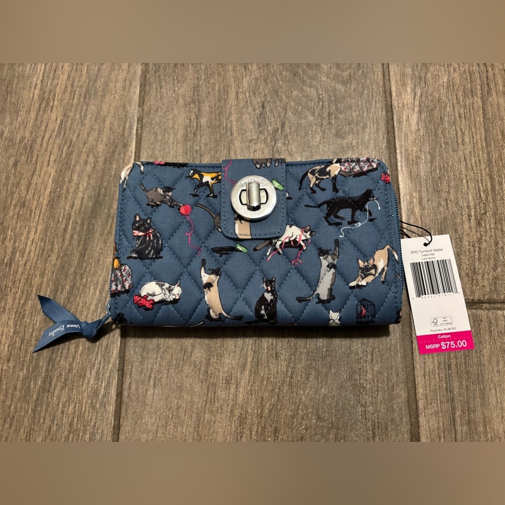 Vera Bradley Cat’s Meow RFID Turnlock Wallet